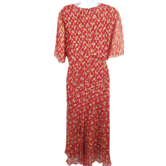 NEW L.K. BENNETT WOMEN’S SIZE 14 EVE CRANBERRY SHORT SLEEVE SILK DRESS - Picture 8 of 11